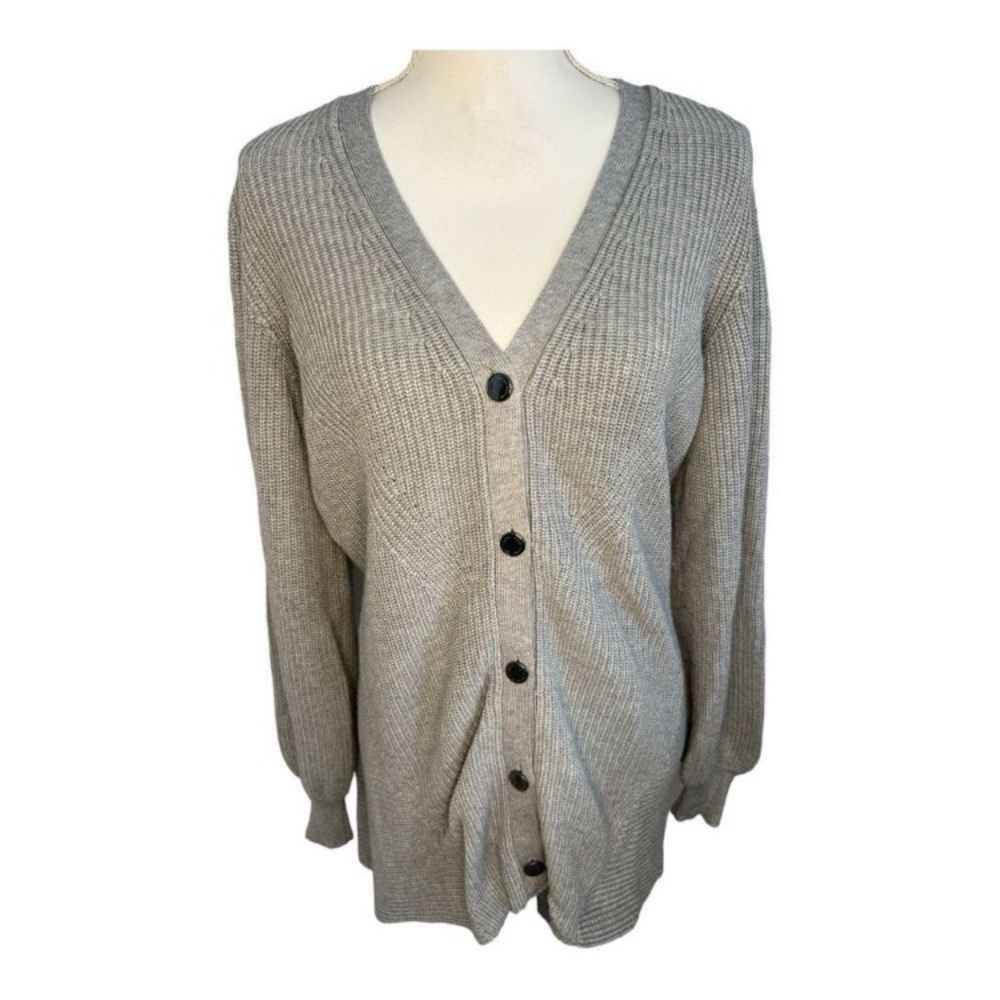 WHBM Women's Large Heather Mercury Gray Long Sleeved
Structured Comfy Cardigan